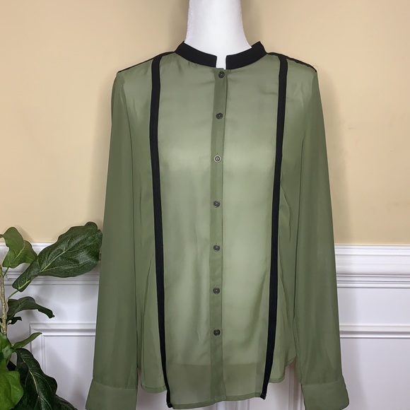Kardashian Kollection Olive & Black Blouse, L - Picture 2 of 6